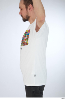 Nigel casual dressed upper body white printed t shirt 0005.jpg